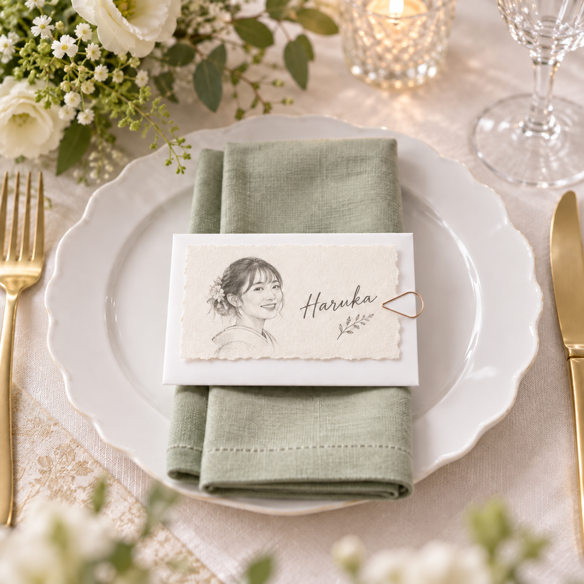 似顔絵で迎える席札